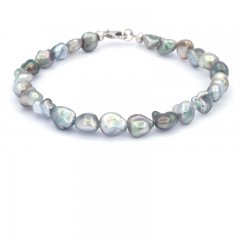 Bracelet of 24 Tahitian Keishis and Sterling Silver
