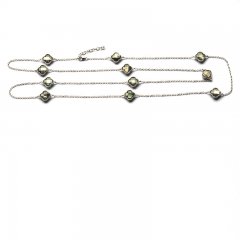 Rhodiated Sterling Silver Necklace and Tahitian Mother-of-Pearl