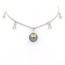 Rhodiated Sterling Silver Bracelet and 1 Tahitian Pearl Semi-Baroque B+ 8.5 mm