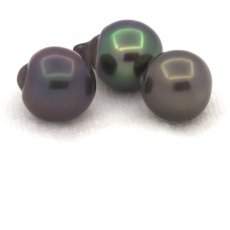 Lot of 3 Tahitian Pearls Semi-Baroque B from 9 to 9.2 mm