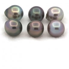Lot of 6 Tahitian Pearls Semi-Baroque C from 9.7 to 9.9 mm