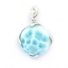 Rhodiated Sterling Silver Pendant and 1 Larimar - 20.5 mm - 5.1 gr