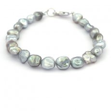Bracelet of 21 Tahitian Keishis and Sterling Silver