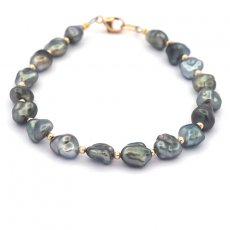 18 Tahitian Keishis Bracelet and 14K Gold