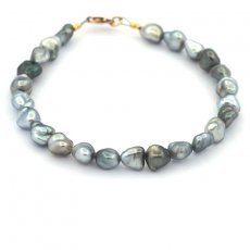 24 Tahitian Keishis Bracelet and 18K Gold