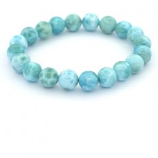 Bracelet of 20 Larimar Beads - 9.5 to 9.8 mm - 16 cm - 26.2 gr