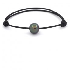Leather Bracelet and 1 Tahitian Pearl Semi-Baroque B 10.6 mm