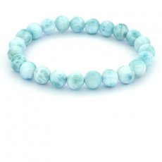 Bracelet of 23 Larimar Beads - 7.5 to 7.8 mm - 15 cm - 14.3 gr