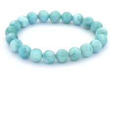 Bracelet of 21 Larimar Beads - 8.5 to 8.8 mm - 15.5 cm - 19.5 gr