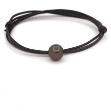 Leather Necklace and 1 Tahitian Pearl Round C 11.6 mm