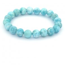 Bracelet of 20 Larimar Beads 9 to 9.4 mm - 15 cm - 21.8 gr
