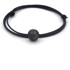 Leather Necklace and 1 Tahitian Pearl Engraved 12.3 mm