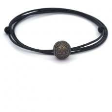 Leather Necklace and 1 Tahitian Pearl Engraved 12.6 mm
