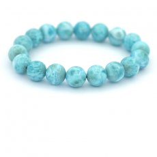 Bracelet of 18 Larimar Beads - 11 to 11.2 mm - 16 cm - 35.5 gr