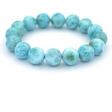 Bracelet of 16 Larimar Beads - 13 to 13.2 mm - 17 cm - 52 gr