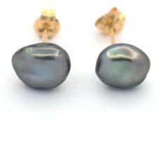 18K Gold Earrings and 2 Tahitian Keishis