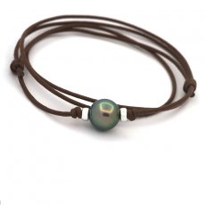 Cotton Necklace and 1 Tahitian Pearl Round C 11.9 mm