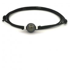 Cotton Necklace and 1 Tahitian Pearl Semi-Baroque C 11.9 mm