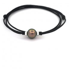 Cotton Necklace and 1 Tahitian Pearl Near-Round C 11.5 mm