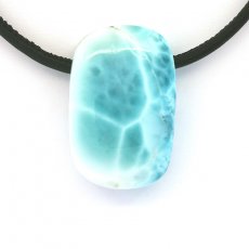 Leather Necklace and 1 Larimar - 33 x 21 x 10 mm - 14.8 gr