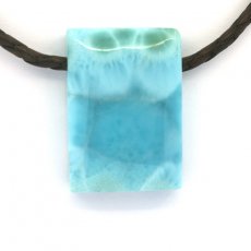Leather Necklace and 1 Larimar - 32 x 23 x 9 mm - 15.5 gr