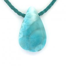 Cotton Necklace and 1 Larimar - 35 x 21 x 8.5 mm - 11 gr