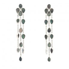 Rhodiated Sterling Silver Earrings and Tahitian Mother-of-Pearl