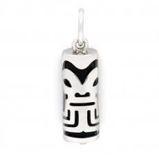 Silver and Black Agate Tiki - 17 mm - Abundance