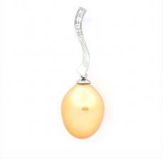 Rhodiated Sterling Silver Pendant and 1 Australian Pearl Semi-Baroque B/C 11.1 mm