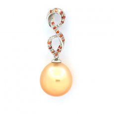 Rhodiated Sterling Silver Pendant and 1 Australian Pearl Semi-Baroque B/C 11.7 mm