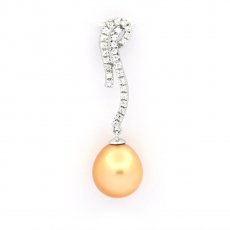Rhodiated Sterling Silver Pendant and 1 Australian Pearl Semi-Baroque C 10.6 mm