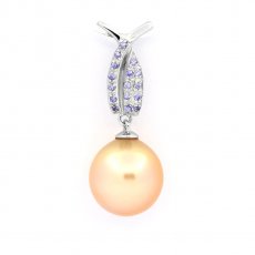 Rhodiated Sterling Silver Pendant and 1 Australian Pearl Semi-Baroque B/C 11.7 mm