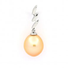 Rhodiated Sterling Silver Pendant and 1 Australian Pearl Semi-Baroque B 10.3 mm