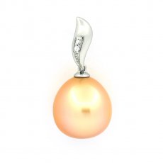 Rhodiated Sterling Silver Pendant and 1 Australian Pearl Semi-Baroque B 13.8 mm