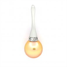 Rhodiated Sterling Silver Pendant and 1 Australian Pearl Semi-Baroque B 10.7 mm