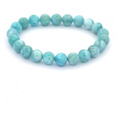 Bracelet of 22 Larimar Beads - 8 to 8.4 mm - 15.5 cm - 17.8 gr