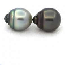 Lot of 2 Tahitian Pearls Ringed C 12.9 and 13.3 mm