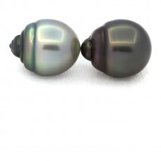 Lot of 2 Tahitian Pearls Ringed C 12.9 and 13.3 mm