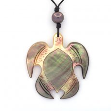 Leather Necklace and 1 Tahitian Pearl Round C 9.5 mm