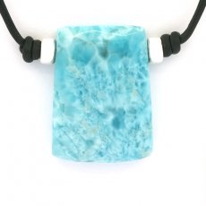 Leather Necklace and 1 Larimar - 32 x 23 x 8 mm - 13.2 gr