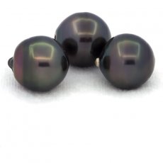Lot of 3 Tahitian Pearls Ringed C from 13 to 13.3 mm