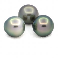 Lot of 3 Tahitian Pearls Semi-Baroque C from 12 to 12.4 mm