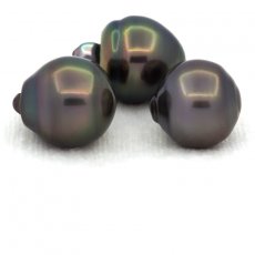Lot of 3 Tahitian Pearls Ringed B from 12 to 12.3 mm