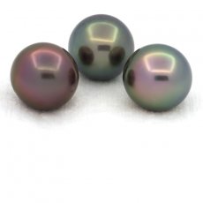 Lot of 3 Tahitian Pearls Near-Round C from 12.5 to 12.7 mm