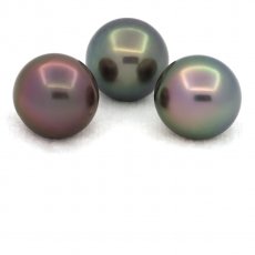 Lot of 3 Tahitian Pearls Near-Round C from 12.5 to 12.7 mm