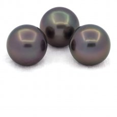 Lot of 3 Tahitian Pearls Near-Round C from 12.6 to 12.8 mm