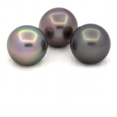 Lot of 3 Tahitian Pearls Near-Round C from 12.7 to 12.8 mm