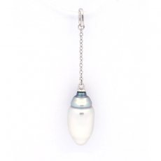 Rhodiated Sterling Silver Pendant and 1 Tahitian Keishi