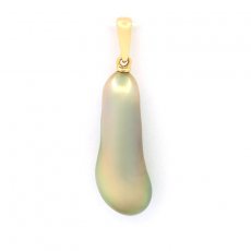 18K solid Gold Pendant and 1 Tahitian Keishi