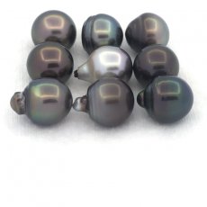 Lot of 9 Tahitian Pearls Semi-Baroque C/D from 12 to 12.4 mm